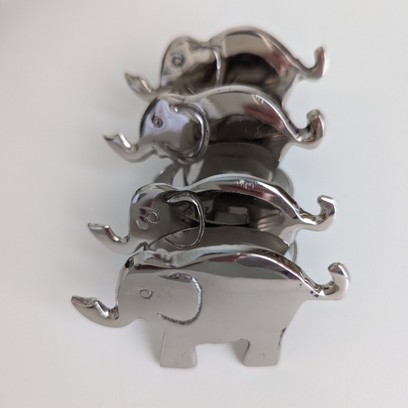 Elephant Napkin Rings Pier 1 Imports Nickel Plated Set of 4 Nice & Shiny - Picture 4 of 12
